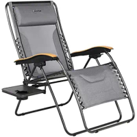 PORTAL Oversized Mesh Back Zero Gravity Reclining Patio Chairs, XL Padded Seat Folding Patio Lounge Chair