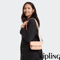Kipling 玫瑰淡粉色翻蓋小側肩包-INAKI S