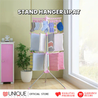 Jemuran Baju Gantungan Baju Lipat Stand Hanger Praktis Jemuran Menara Stainless Foldable Clothes Han