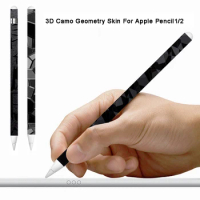 3D Camo Ghost Black Skin Film Wrap Skin Phone Paste Sticker For Apple Pencil 1/ Pencil 2 Ultra Thin Full Body Warp Film SKIN