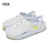 Nike 涼鞋 Aqua Swoosh GS 白 螢光黃 大童 女鞋 透氣 快乾 套入式 FV6363-100