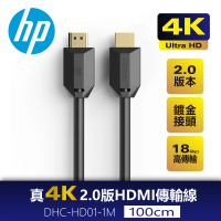 【HP 惠普】真4K 2.0版 HDMI傳輸線1M DHC-HD01-1M