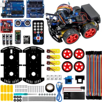 4WD Smart Robot Car Kit for Arduino Programming Starter Electronic Robotic Kit for UNO R3 Project APP Control with Tutorials