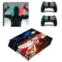 Sword Art Online SAO PS4 Pro Skin Sticker For Sony PlayStation 4 Console and 2 Controllers PS4 Pro Stickers Decal Vinyl
