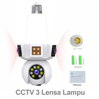GARANSI cctv 3 lensa V380pro 8MP HD WiFi Jarak Jauh Jenis bohlam lampu Deteksi gerakan Penglihatan M