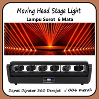 Lampu Laser LED Sorot Moving Head 6 Mata Merah - Lampu DJ Bar DMX , Lampu Strobo Disko Pesta J 006