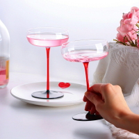 創意玻璃雞尾酒杯酒吧調酒杯子凹底紅挺黑底馬天尼杯香檳杯高腳杯