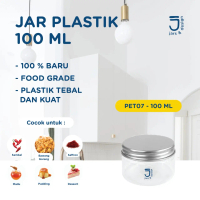 PET07 - Jar Plastik 100ml Tutup Aluminium/ Toples Plastik 100ml Tutup Aluminium