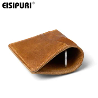 EISIPURI Luxury Brand Mens Wallet Leather Genuine Business Mens Slim Wallet Casual 2018 Small Card Holders Brown