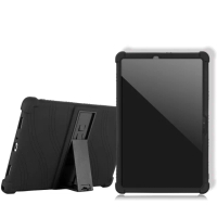 【VXTRA】三星 Galaxy Tab S9+/S9 FE+/S8+/S7+/S7 FE 全包覆矽膠防摔支架軟套 保護套-黑