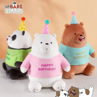 New 25cm Original Happy Birthday We Bare Bear Plush Toy for Kids Birthday Gift Cute Lovely Kawaii Stuffed Animals &amp; Plush