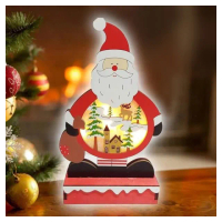 【交換禮物】摩達客-木質製彩繪聖誕老公公造型聖誕夜燈擺飾(電池燈)