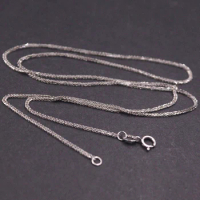 Real 18K White Gold Chain For Women Wheat Link Necklace 45cm/18inch Stamp Au750