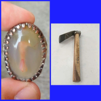 Cincin Batu Akik Motif Gambar Petel Pacul Banci Antik