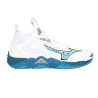 MIZUNO WAVE MOMENTUM 3 MID 男高筒排球鞋-運動 V1GA231721 白水藍湖藍