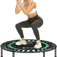 450 lbs Mini Trampoline for Adults, Indoor Small Rebounder Exercise Trampoline for Workout Fitness for Quiet and Safely Cushione