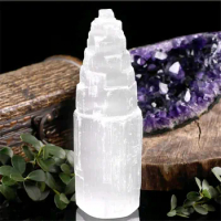 10CM-20CM Natural Quartz Crystal Selenite Tower Lamp Reiki Healing Home Decor Mineral Specimen Collection 1PC