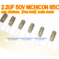 (จำนวน 10ตัว) 2.2UF 50V NICHICON 85C  Fine Gold  SIZE 05X11MM.