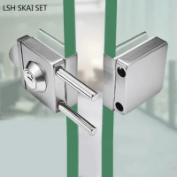 Square Stainless Steel Glass Door Lock U-lock Double Bolt Office Sliding Door Locks Single/double Door Hardware Lockset