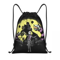 Retro Vintage Beetlejuice Drawstring Backpack Sports Gym Bag for Women Men Tim Burton Halloween Movie Training Sackpack