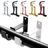 Aluminum Alloy Single Hang Curtain Rod Bracket Curtain Hanger Hook Rod Support Clamp Crossbar Fixing Clip Wall Holder Rails Rack