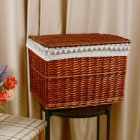 藤編收納籃 層架 儲物架(中號 深棕色(三角))