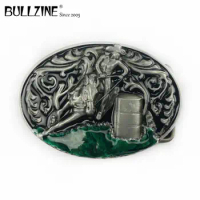 The Bullzine Western belt buckle with pewter finish FP-03247 with continous stock