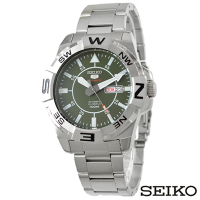 SEIKO精工 精工5夜光自動綠色錶盤不鏽鋼男士手錶 SRPA59K