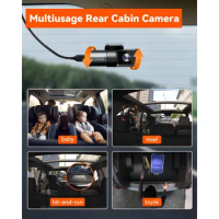 4 Channel WiFi 360° All Sides Dash Cam, STARVIS 2 IR Night Vision, 2.7K+1080P*3 Front Rear Inside Dashcam, Voice Control, GPS