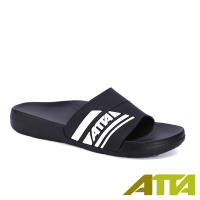 ATTA 運動風圖紋室外拖鞋-黑白