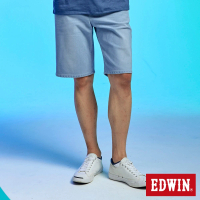 【EDWIN】男裝 JERSEYS 迦績 冰河玉寬鬆牛仔短褲(漂淺藍)