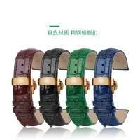 18 19 20 21mm 22mm For TISSOT Tudor Rolex Citizen longines COW Genuine leather watchband glossy green Dark blue men watch strap