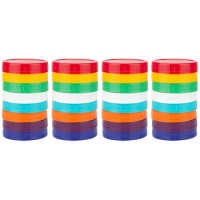 32 Pack Plastic Mason Jar Lids - Colored Mason Jar Caps 100% Compatible For Ball Kerr Wide Mason Jars (Wide Mouth)
