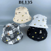 Nón bucket nam nữ vá sọc caro Gấu Free, mũ tai bèo Hàn Quốc họa tiết hottrend - BL135_FASHION