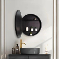 Shelf for Bathroom Organizer and Storage 24x24 Inch Black Bathroom Round Medicine Cabinet With Mirror Accessories Accessory Home