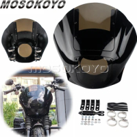 Motorcycle Quarter Headlight Windshield Fairing For Harley Dyna Sportster Softail FXBB FXLR FXST 35-49mm Front Forks 1986-2021