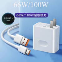 Original Honor 100W / 66W Charger Super Charge Poiwer Adapter 6A Type C Cable For HONOR 100 90 80 70