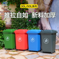 戶外垃圾桶 垃圾桶 30L50L垃圾分類垃圾桶帶蓋家用商用四色戶外垃圾箱廚余可回收物【GJJ196】