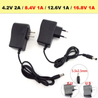 AC 100-240V DC 8.4V 12.6V 16.8V 1A 1000MA 4.2V 2A Power Supply Adapter DC Plug 5.5*2.5mm for 18650 Lithium Battery Charger