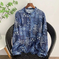 LC2631 Premium Oversized Kemeja Tipis Motif Retro Fashion Terbaru
