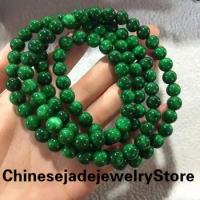 Natural Myanmar green jade bracelets 108 beads bracelet jade rosaries for women men prayer emerald Jade bangles