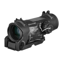Tactical Rifle Scope 4x Fixed Dual Purpose Optical Sight Red Illuminated Red Dot Sights Rubber Lens Covers