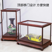 紅木擺件移門玻璃罩花瓶古董文玩佛像工藝品展示盒防塵罩子可定制