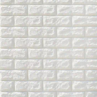 DIY Brick Wall Stickers 3D PE Foam Wallpaper Self-adhesive Panel Wall Decor Removable &amp; Waterproof White