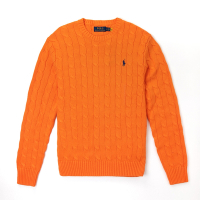 Polo Ralph Lauren 年度熱銷經典刺繡小馬麻花針織毛衣-橘色