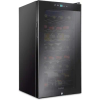 28 Bottle Compressor Wine Cooler Refrigerator w/Lock | Large Freestanding Wine Cellar For Red, White, Champagne