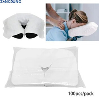 100pcs Disposable Face Cradle Covers Spa Massage Table Sheets Headrest Pads Pillow Hole Cover for Massage Table Massage Chair