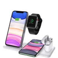 HAWKEN 15W 4 in 1 Fast Wireless Charger For iPhone 8 X XR XS 11 Pro Max 3 in 1 For Apple Watch Airpods Pro Power Bank