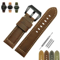 Retro Genuine Leather Strap Handmade Crazy Horse Design Cowhide Watchbands For Panerai 20mm 22mm 24mm 26mm High Quality Men Band