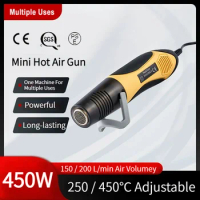 450W 250/450℃ Two-Speed Mini Hot Air Gun Thermal Blower Heat Gun Mobile Phone Repair Car Film Welding Heating Gun Tool 110V/220V
